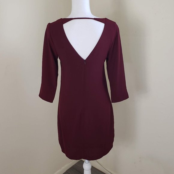 One Clothing V-neck Shift Dress Maroon Size Small - Picture 4 of 9